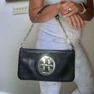 TORY BURCH Chain Strap Black Leather Bag